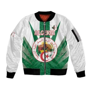 Personalised Afro Algeria Sleeve Zip Bomber Jacket Coat Of Arms With Islamic Pattern LT15