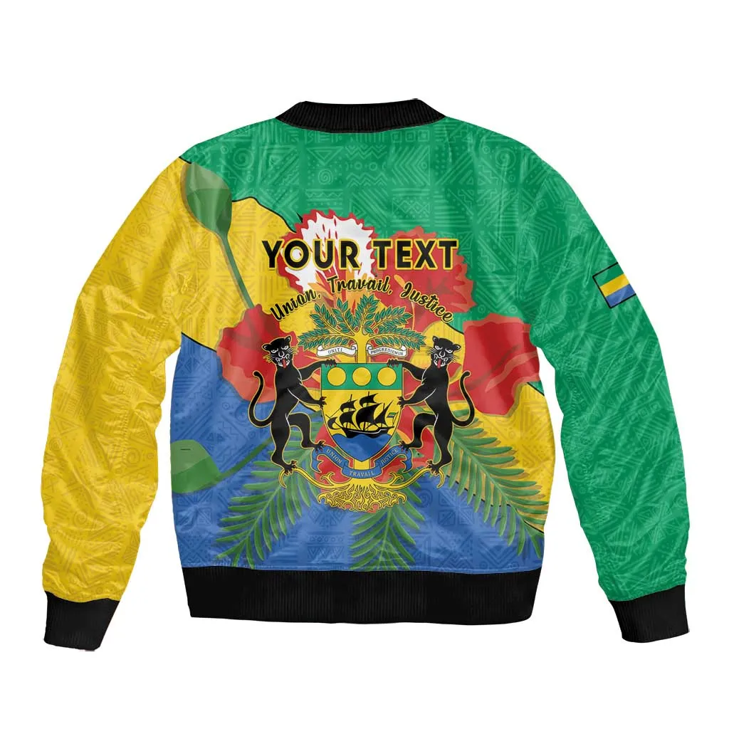 Personalised Afro Gabon Bomber Jacket Gabonese Union Travail and Justice LT15