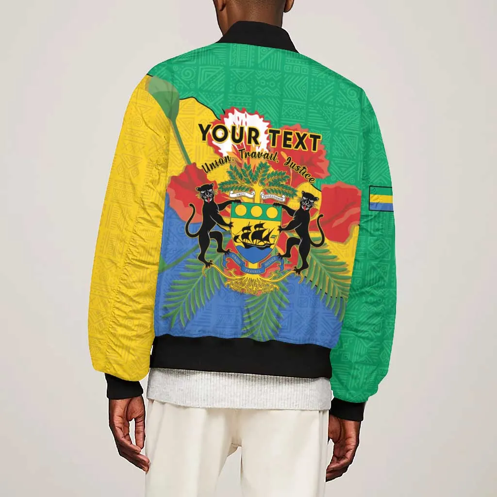 Personalised Afro Gabon Bomber Jacket Gabonese Union Travail and Justice LT15