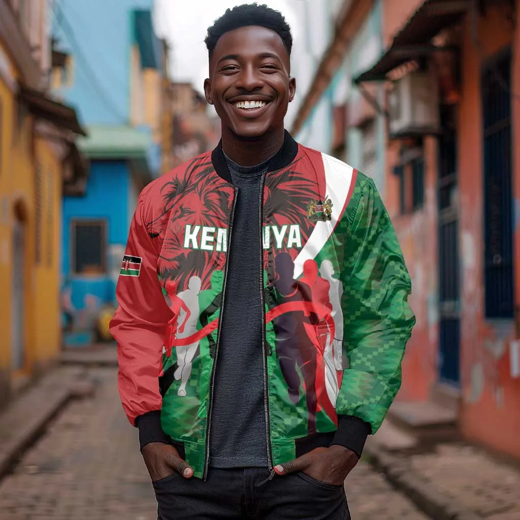 Personalised Athletics Kenya Bomber Jacket Kente Pattern LT15