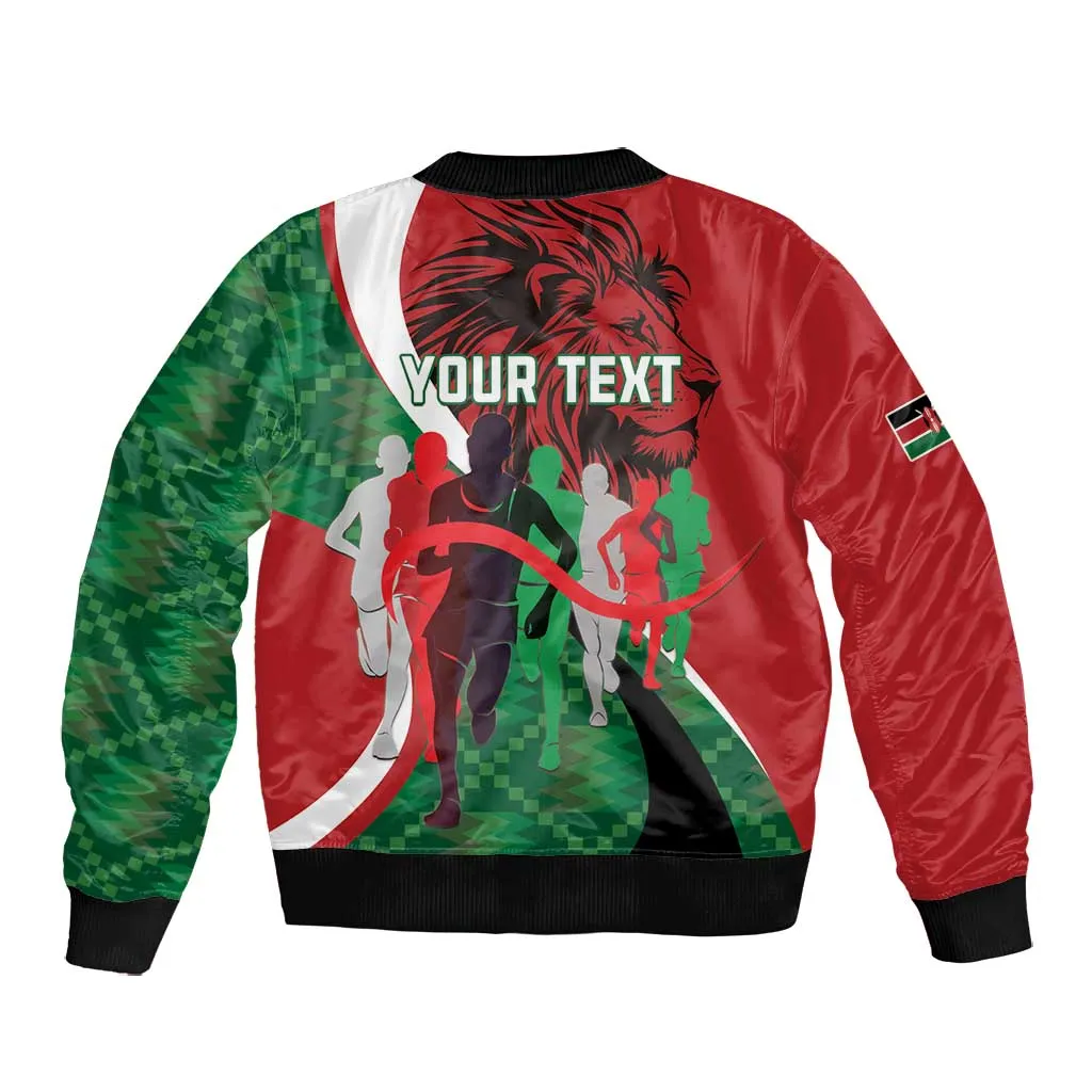Personalised Athletics Kenya Bomber Jacket Kente Pattern LT15