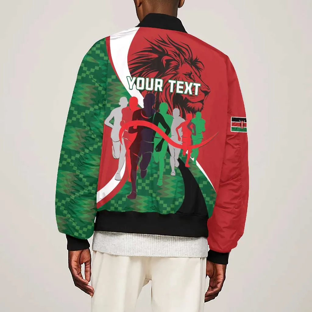 Personalised Athletics Kenya Bomber Jacket Kente Pattern LT15