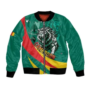 Personalised Happy Cameroon National Day Bomber Jacket Lion With Coat Of Arms - Curve Style LT15