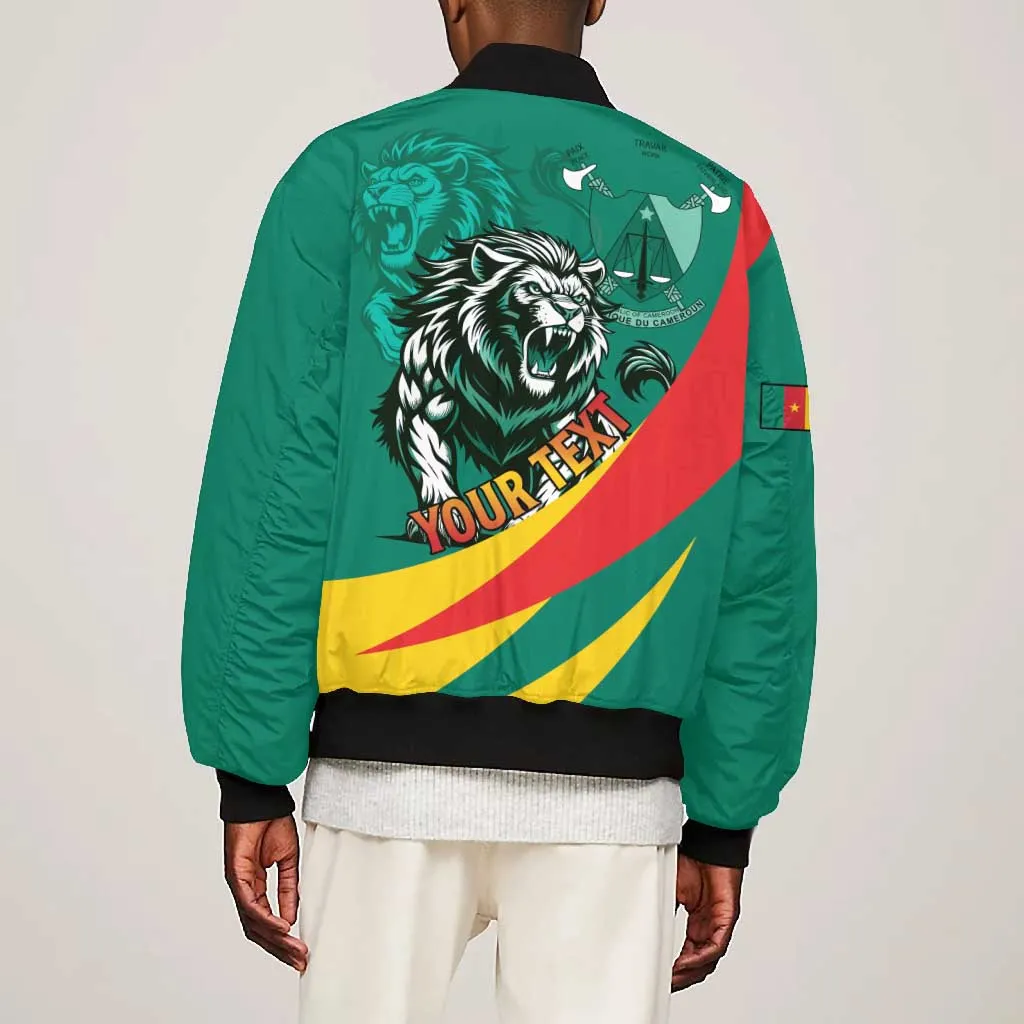 Personalised Happy Cameroon National Day Bomber Jacket Lion With Coat Of Arms - Curve Style LT15