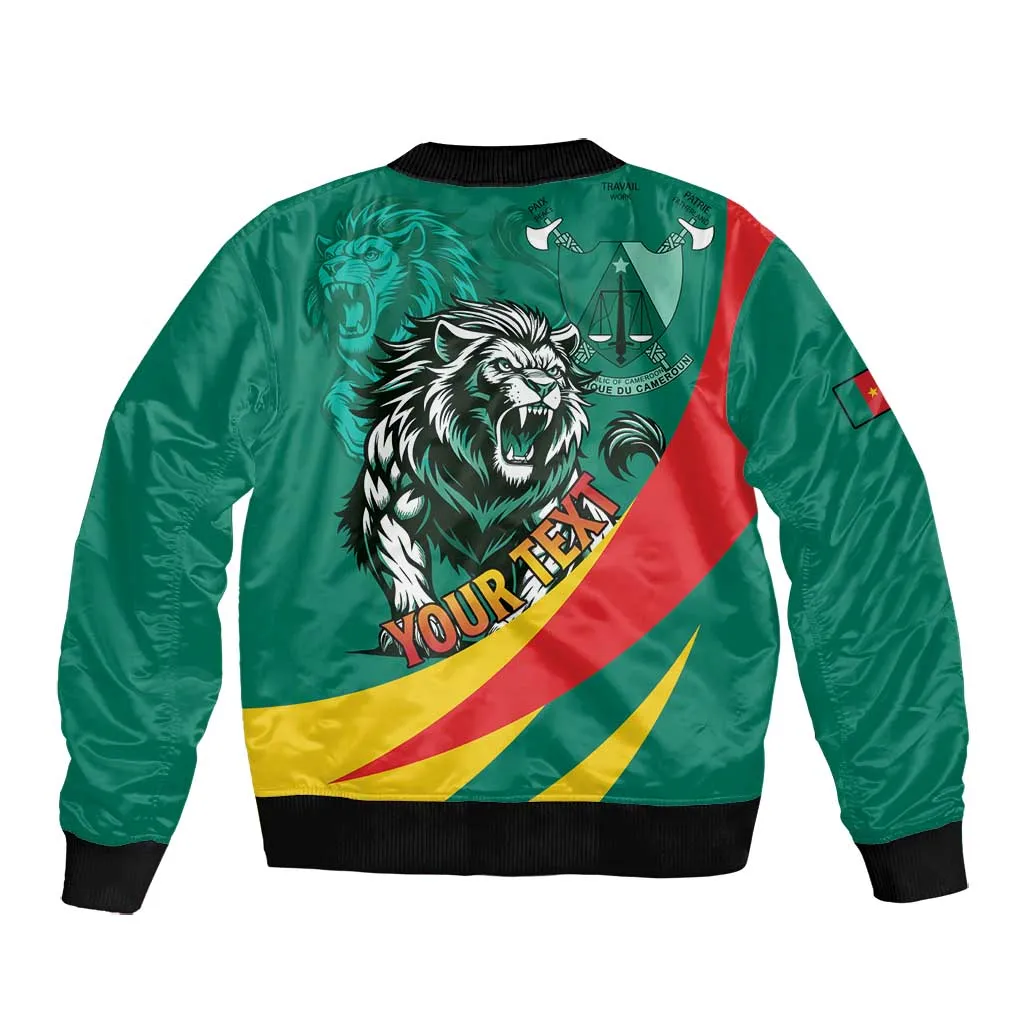 Personalised Happy Cameroon National Day Bomber Jacket Lion With Coat Of Arms - Curve Style LT15