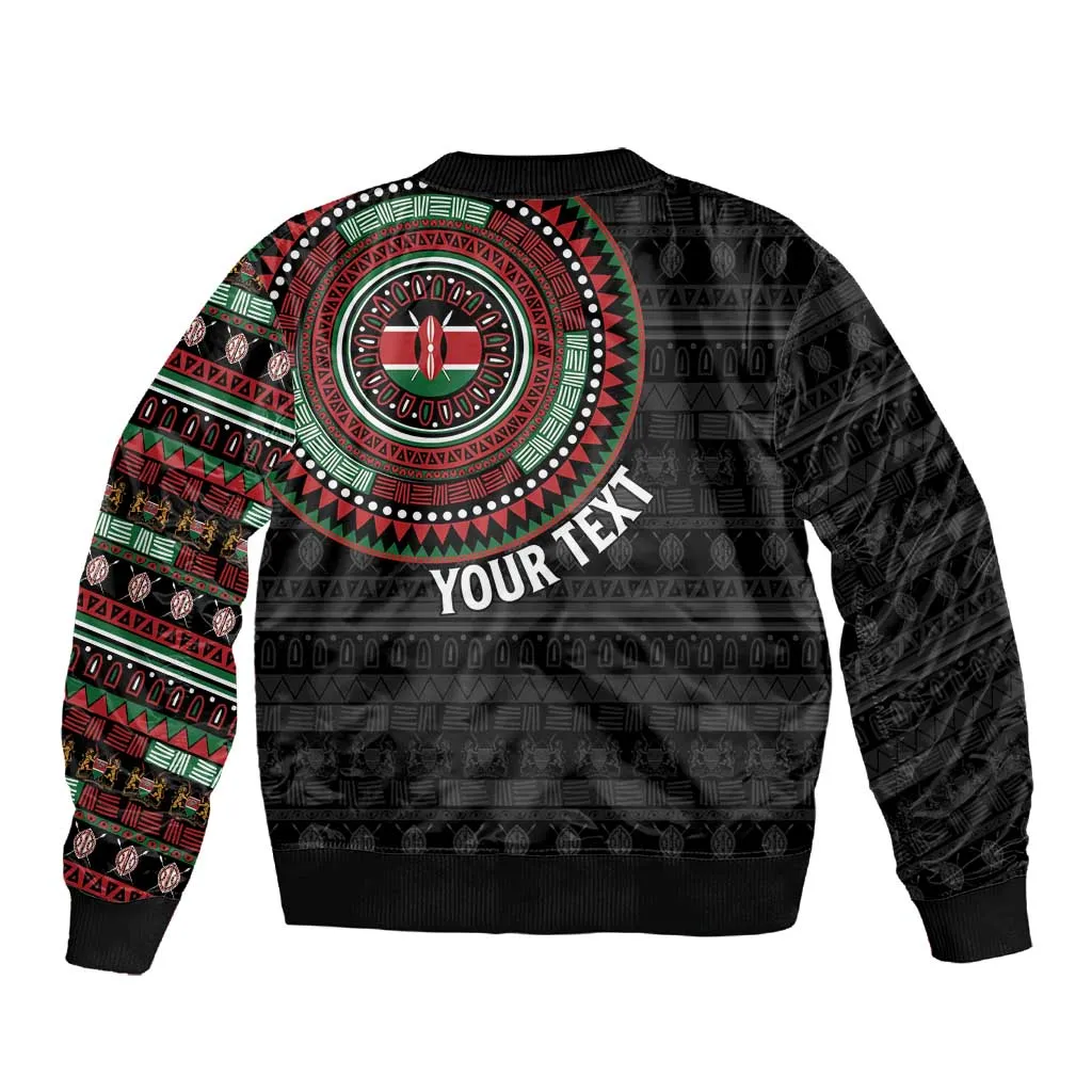 Personalised Kenya African Tribal Pattern Sleeve Zip Bomber Jacket Chest Arm Tattoo LT15