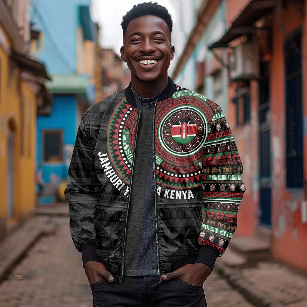 Personalised Kenya African Tribal Pattern Sleeve Zip Bomber Jacket Chest Arm Tattoo LT15