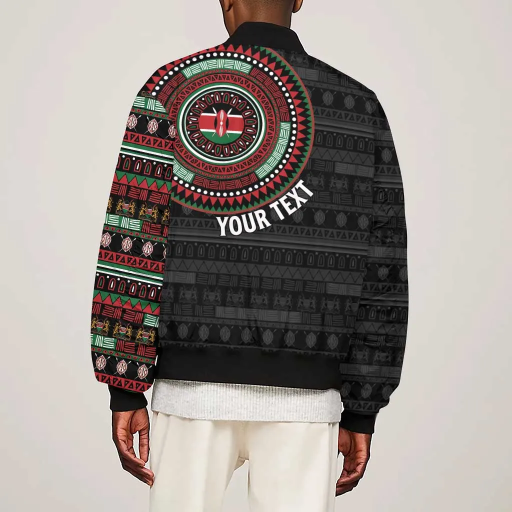 Personalised Kenya African Tribal Pattern Sleeve Zip Bomber Jacket Chest Arm Tattoo LT15