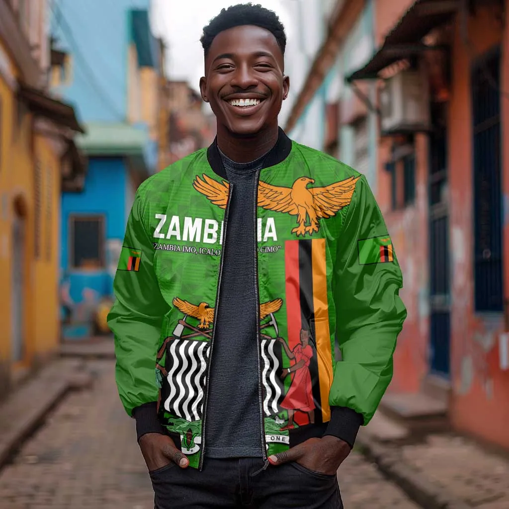 Personalised Zambia Independence Day Bomber Jacket Kente Pattern LT14