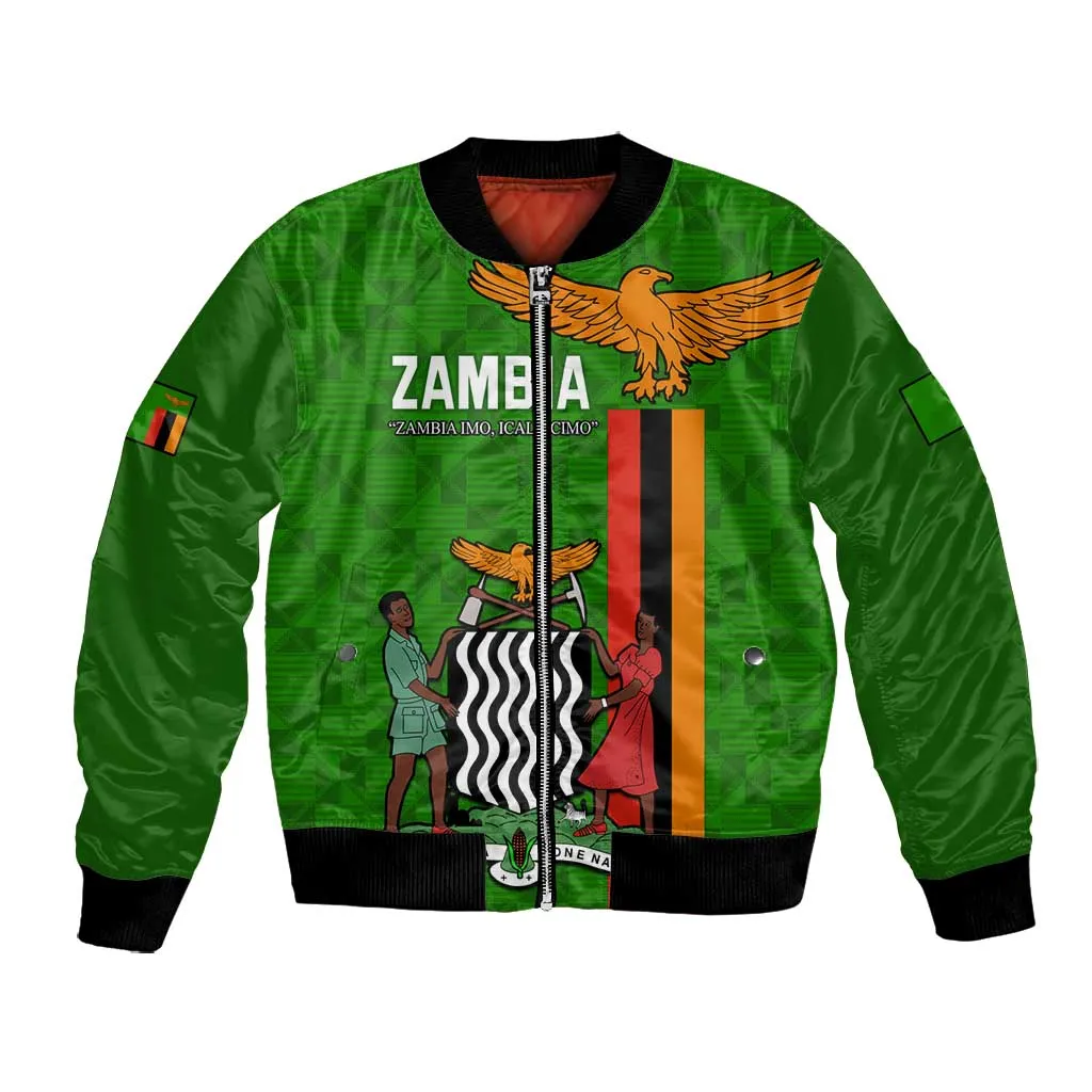 Personalised Zambia Independence Day Bomber Jacket Kente Pattern LT14