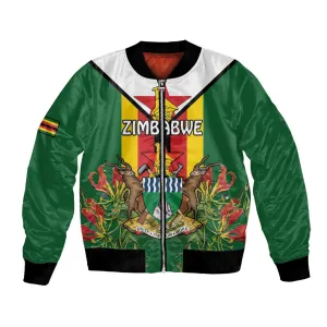 Personalised Zimbabwe Independence Day Bomber Jacket Coat Of Arms Fire Lilies LT15
