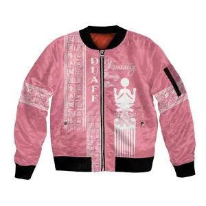 Personalized Adinkra Afro-Akan Culture Sleeve Zip Bomber Jacket Duafe - Women's Day LT7