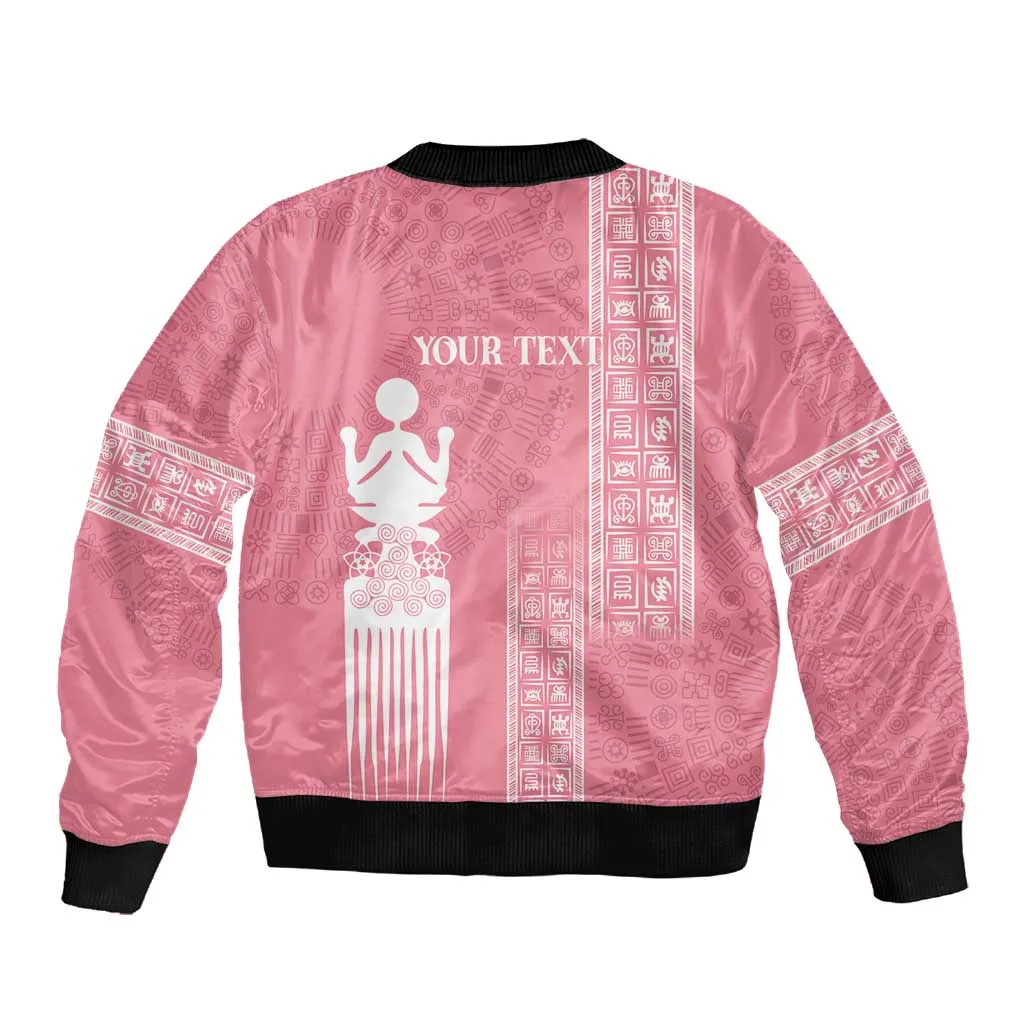 Personalized Adinkra Afro-Akan Culture Sleeve Zip Bomber Jacket Duafe - Women's Day LT7