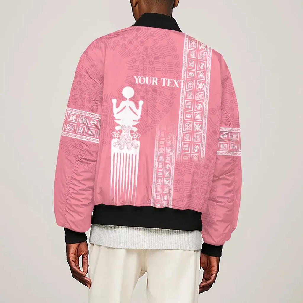 Personalized Adinkra Afro-Akan Culture Sleeve Zip Bomber Jacket Duafe - Women's Day LT7