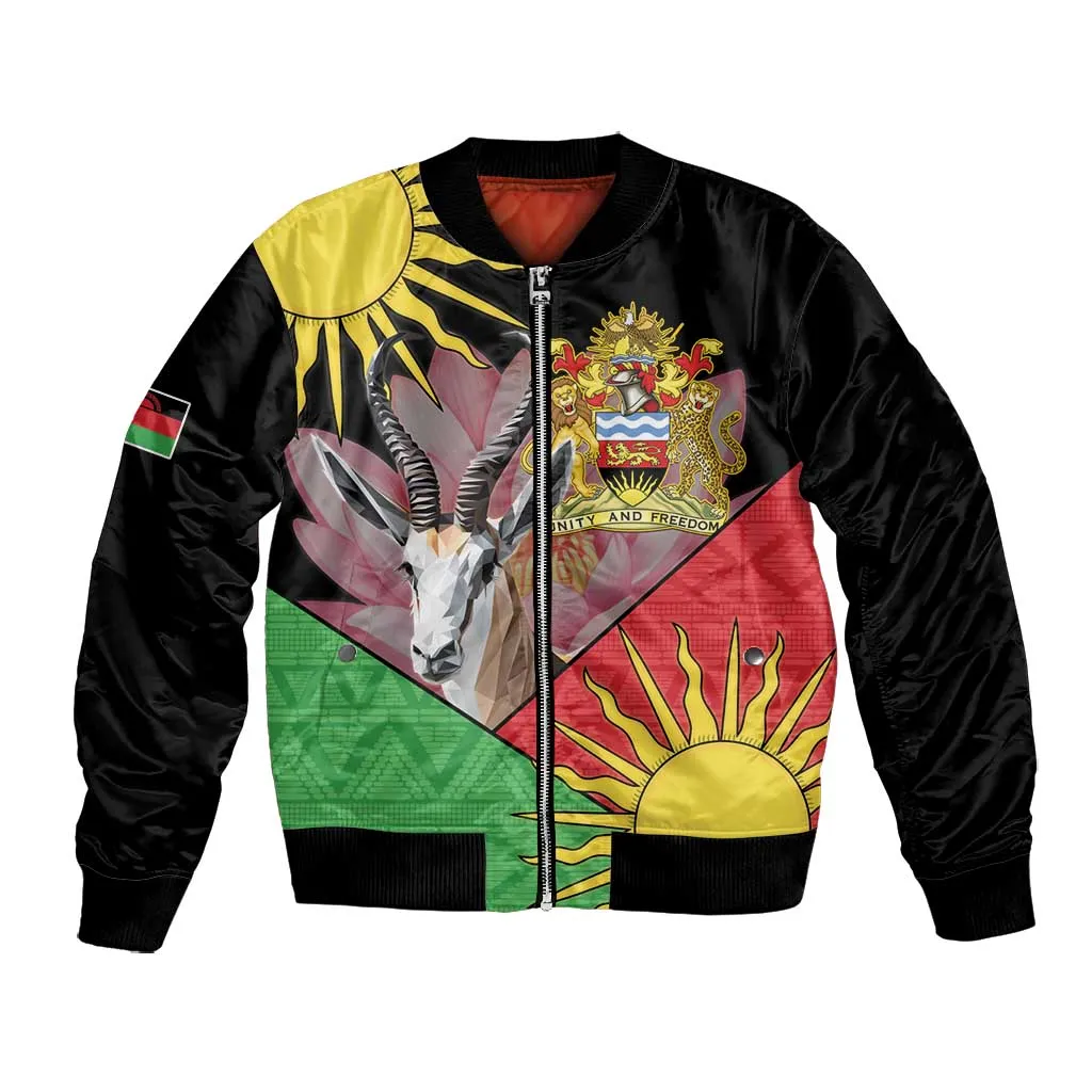Personalized Africa Malawi Bomber Jacket Thomsons Gazelle With Lotus LT15