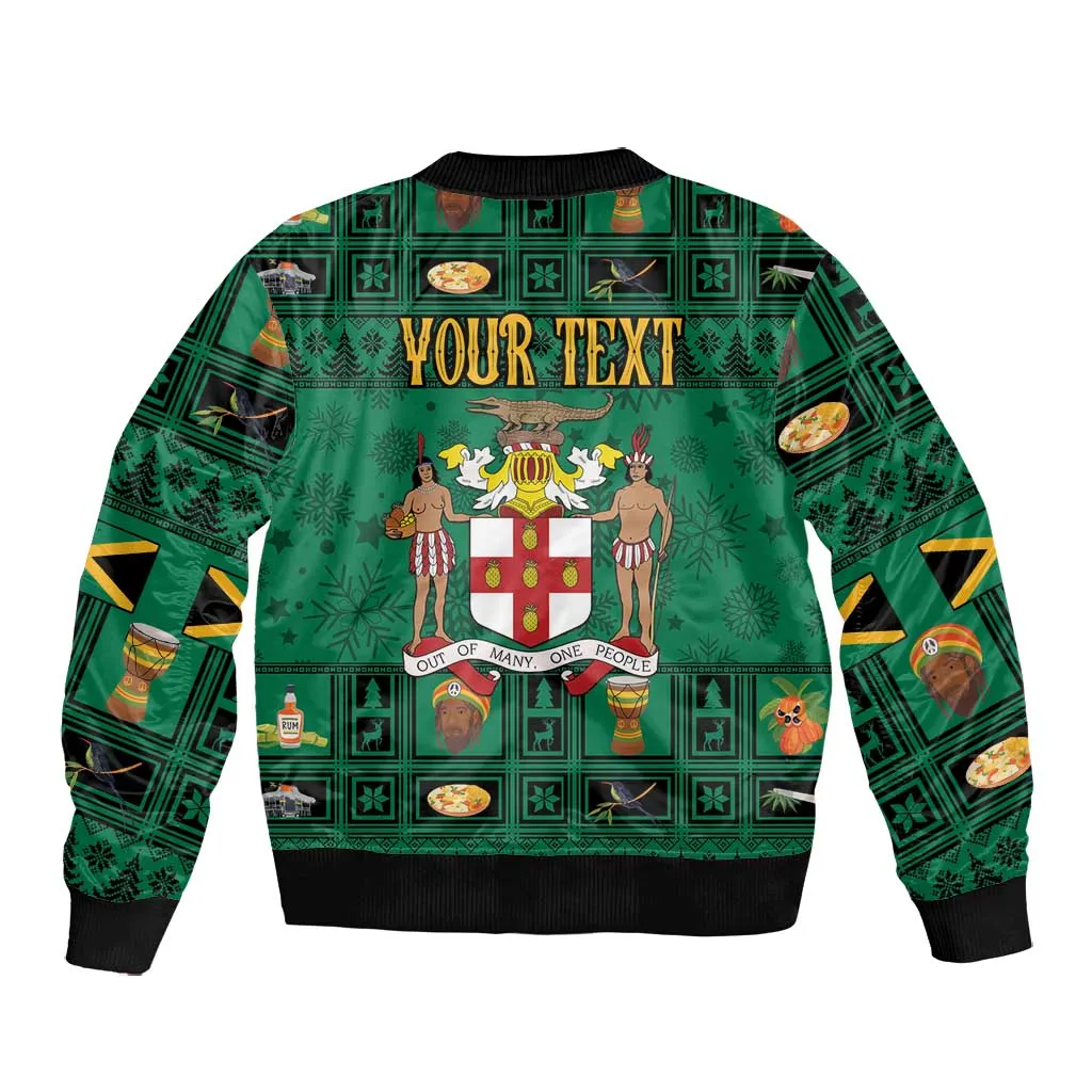 Personalized Afro-Jamaicans Merri Crissmuss Bomber Jacket Coat Of Arms - Xmas LT18