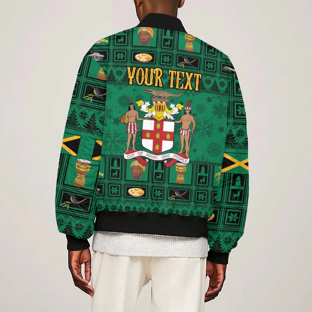 Personalized Afro-Jamaicans Merri Crissmuss Bomber Jacket Coat Of Arms - Xmas LT18