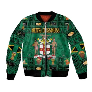 Personalized Afro-Jamaicans Merri Crissmuss Bomber Jacket Coat Of Arms - Xmas LT18