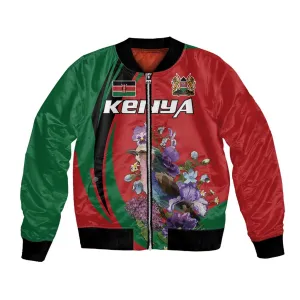 Personalized Afro Kenya Lilac Breasted Roller Bomber Jacket With Violet Flowers LT18