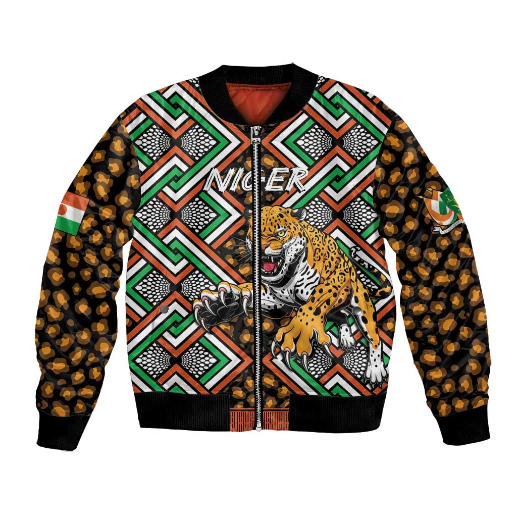 Personalized Afro Niger Bomber Jacket Leopard Ankara African Pattern LT14