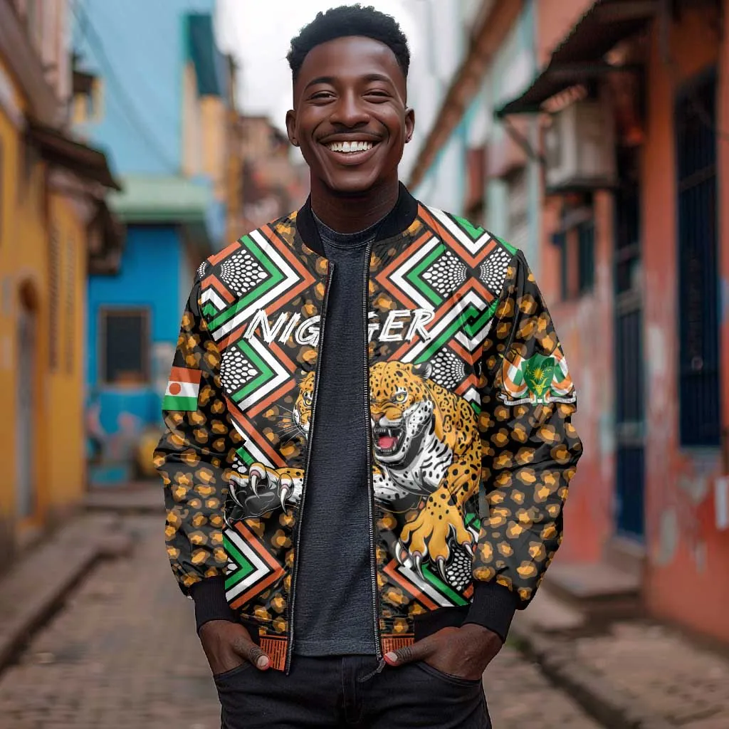 Personalized Afro Niger Bomber Jacket Leopard Ankara African Pattern LT14