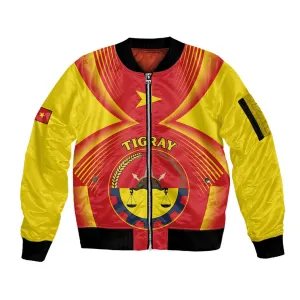 Personalized Tigray Region Sleeve Zip Bomber Jacket Coat Of Arms With Tigray Map LT15