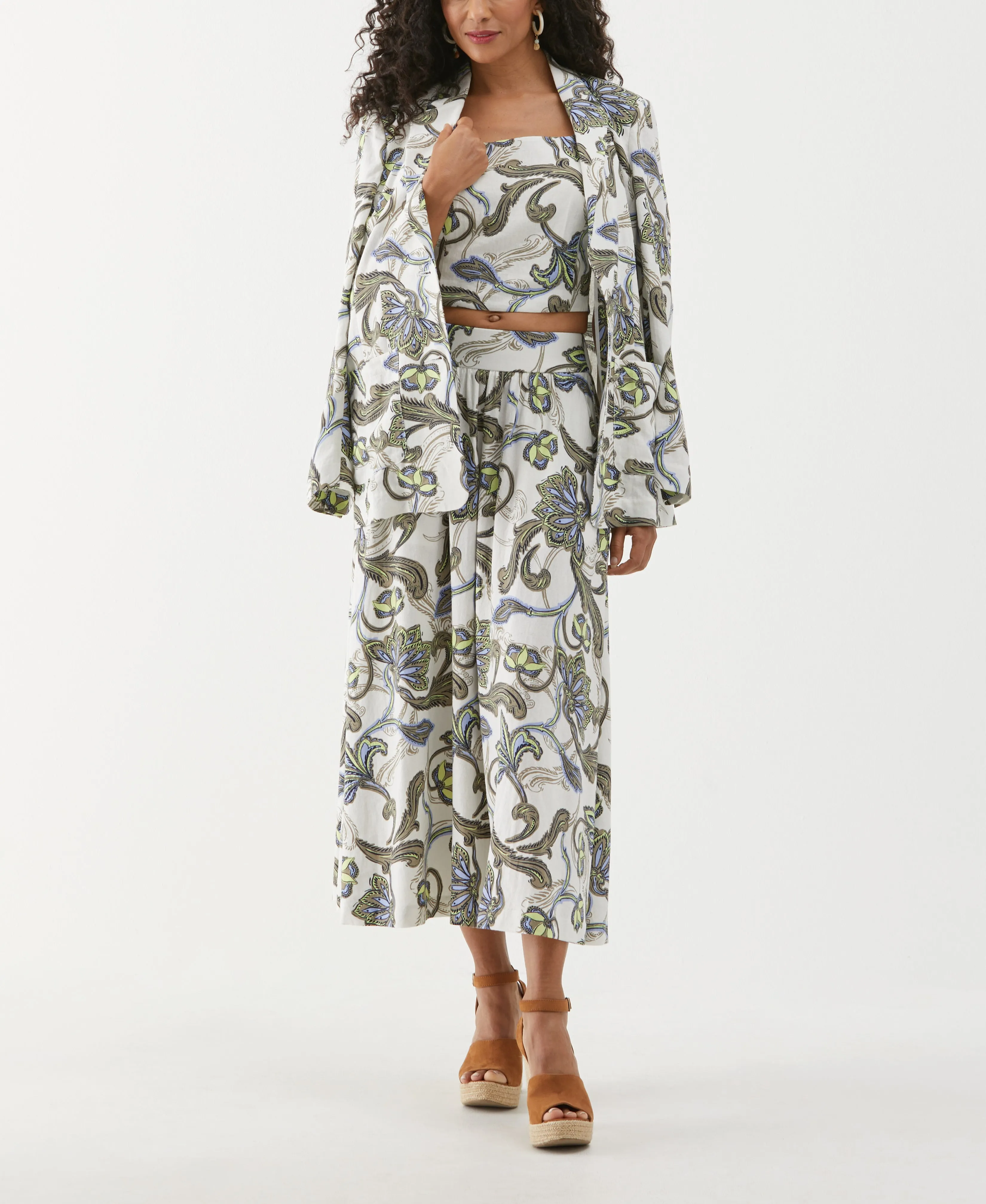 Petite Batik Print Patch Pocket Blazer Jacket