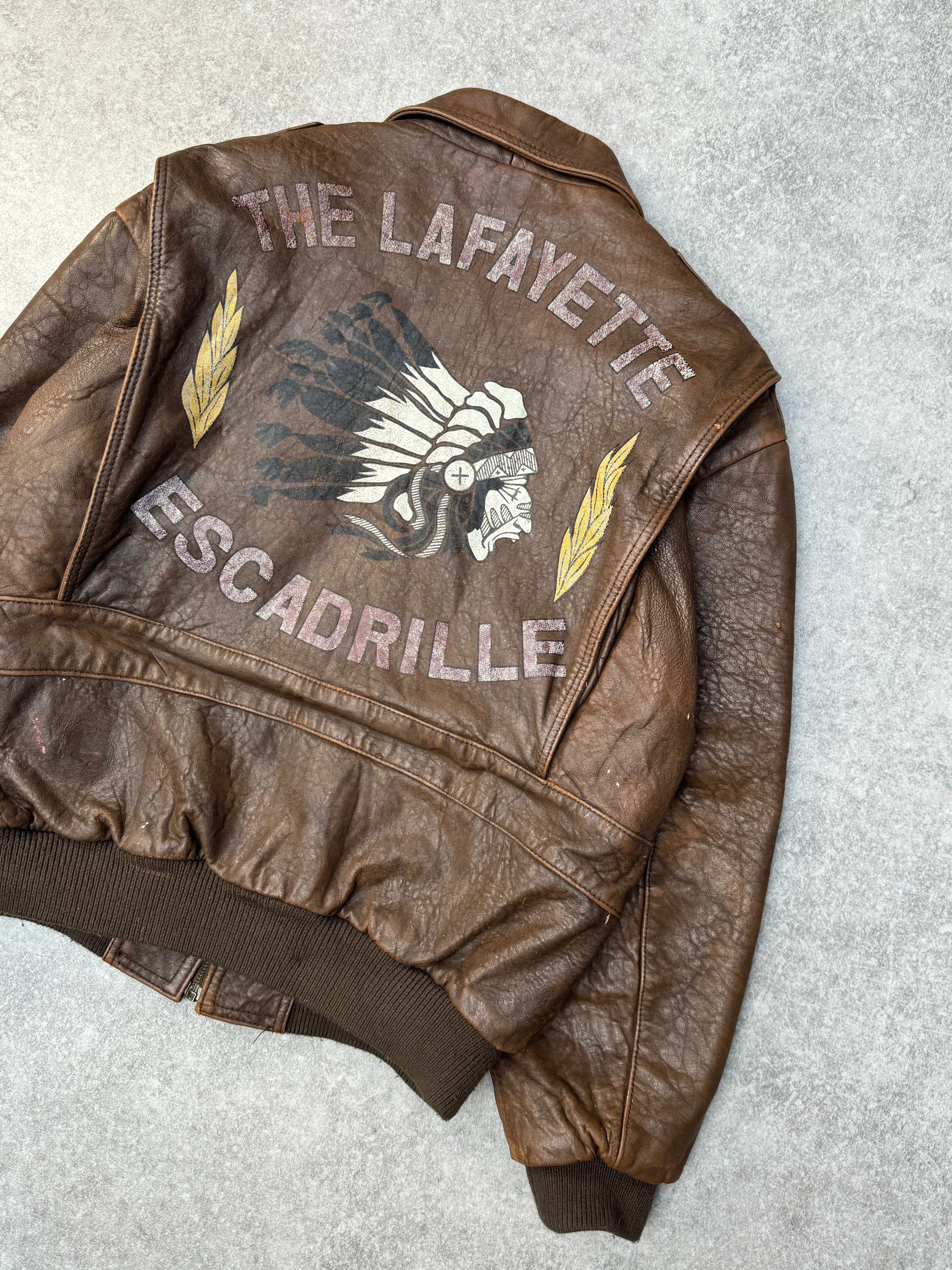 Philippe Monet 'The Lafayette' Print Detail Leather Bomber Jacket