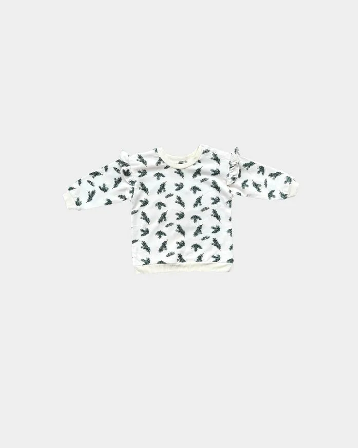 Pine Leaves Ruffle Sweatshirt Set
