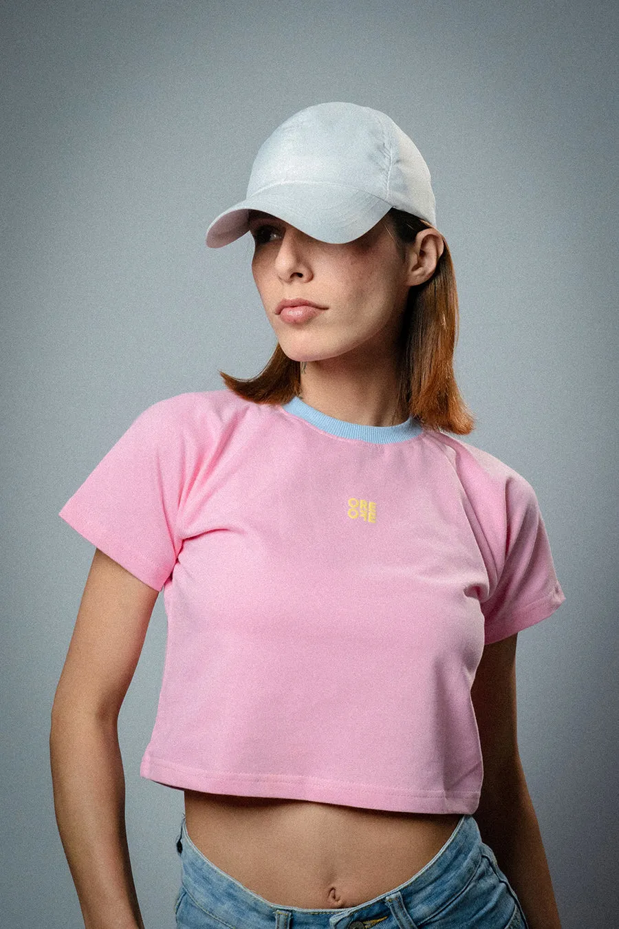 Pink basic crop top