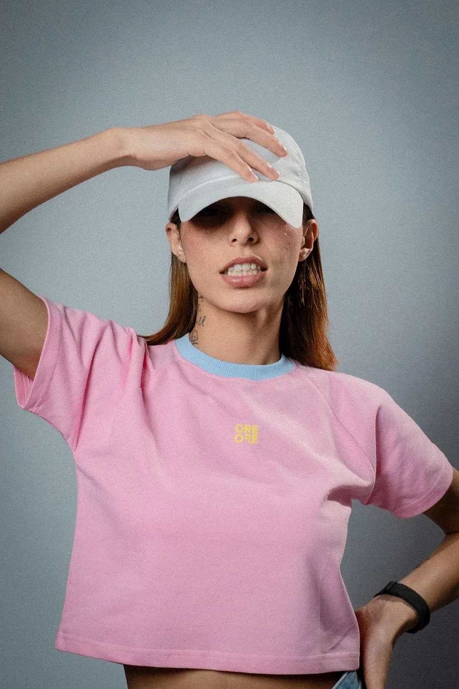 Pink basic crop top