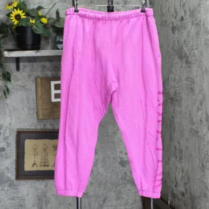 Pink by Victoria's Secret Logo Leg Closed Bottom Fleece Sweatpants Pink 2XL