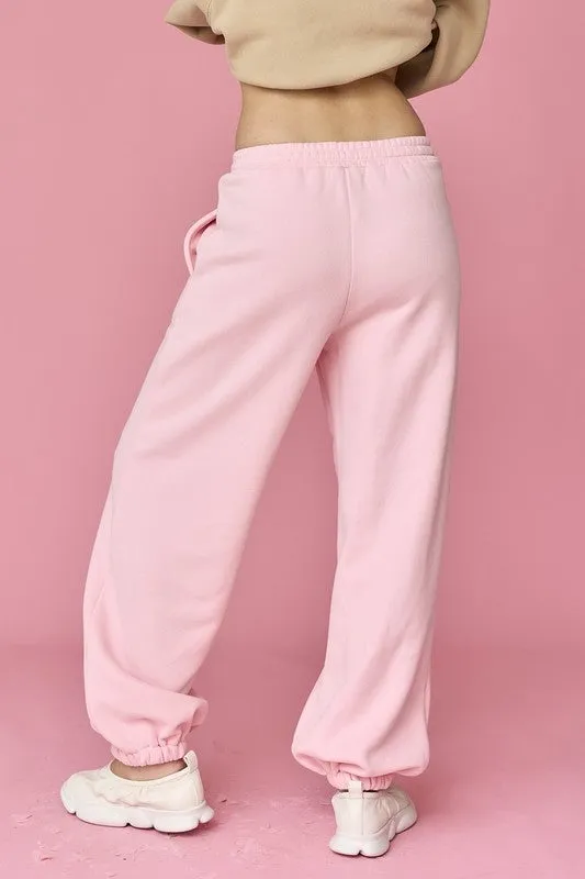 Pink Wide Jogger Pants