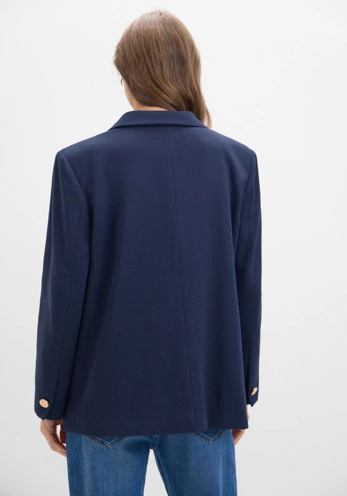 Piqué-Knit Blazer - Navy