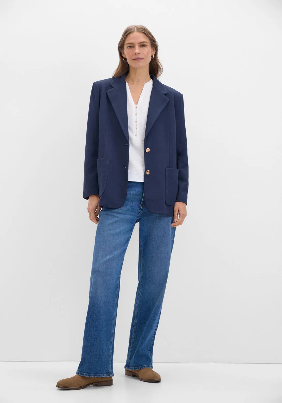 Piqué-Knit Blazer - Navy