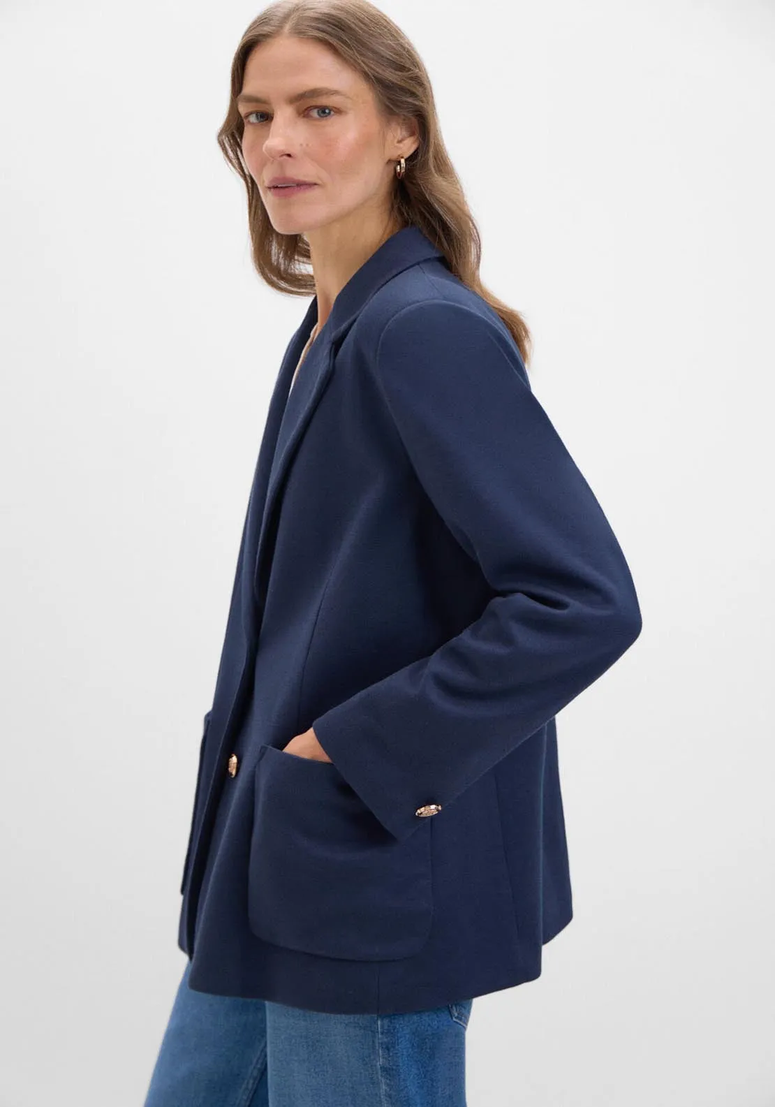 Piqué-Knit Blazer - Navy