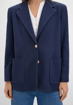 Piqué-Knit Blazer - Navy