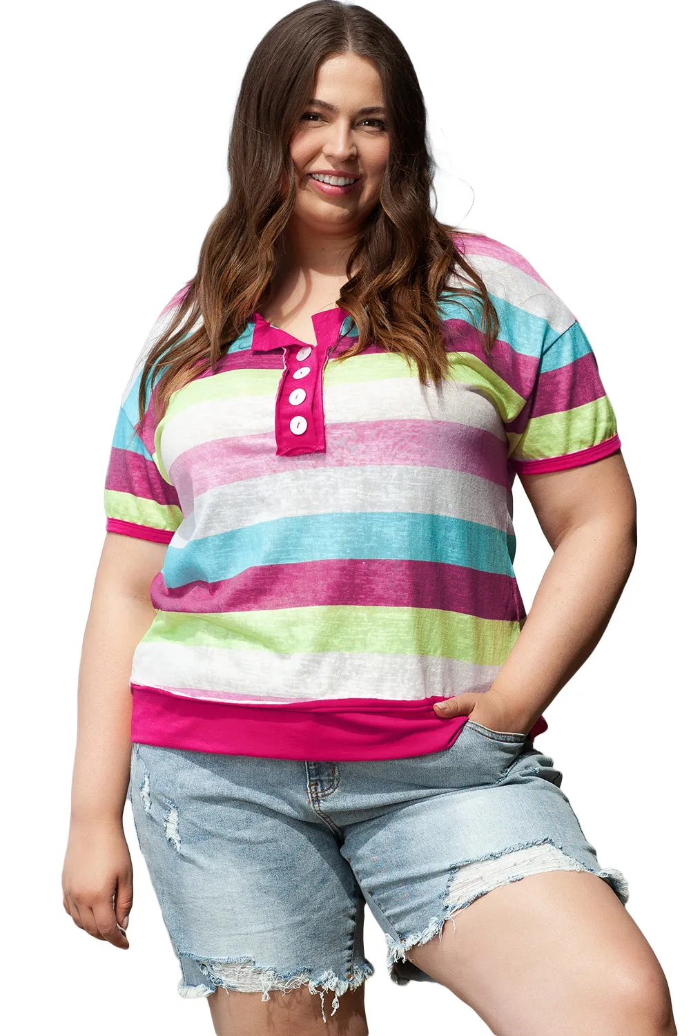 Plus Size Knit Henley Top