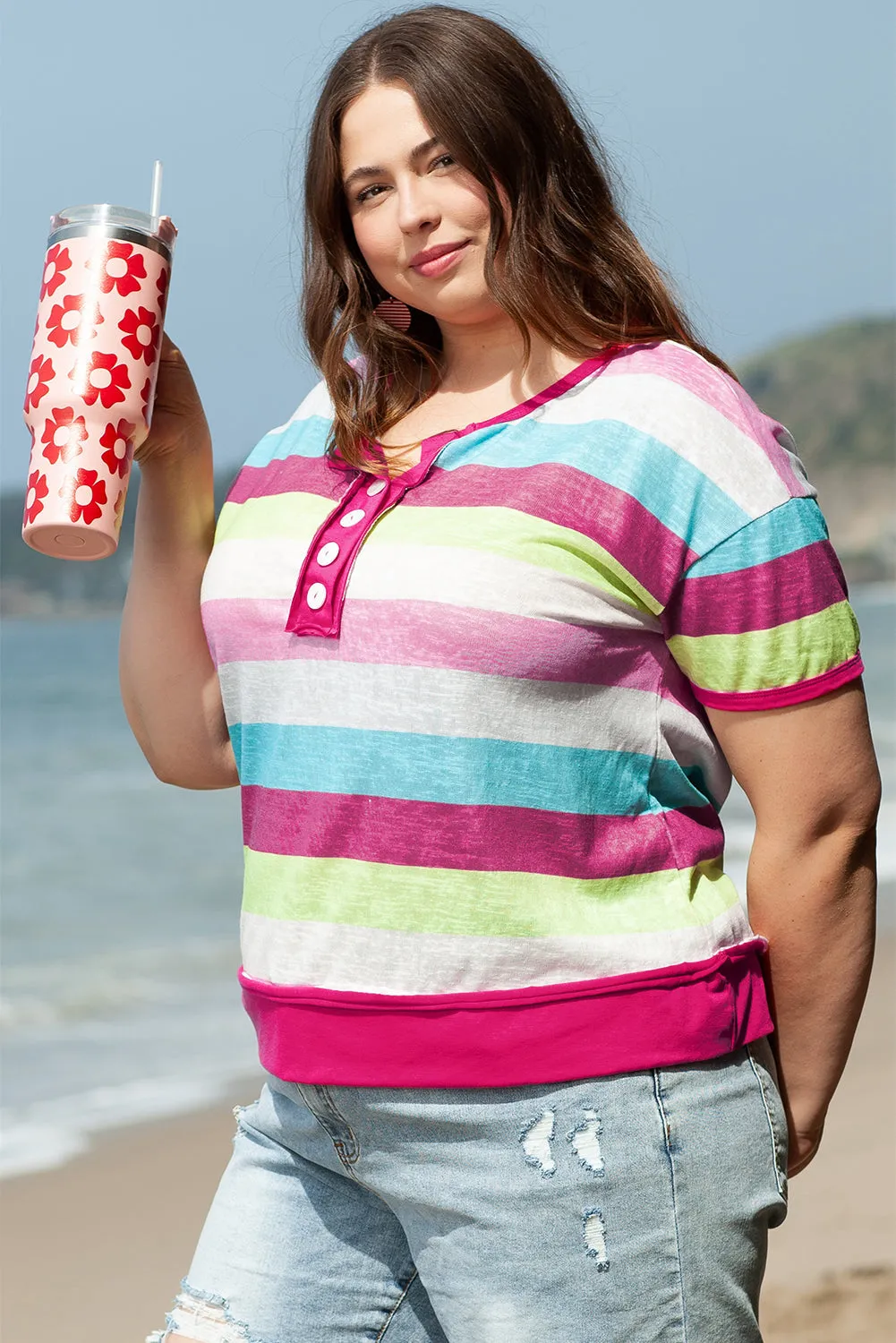 Plus Size Knit Henley Top