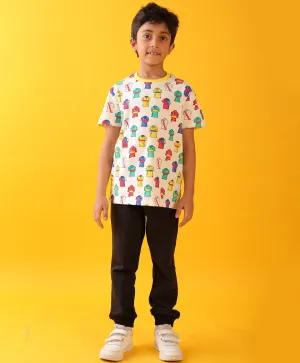 POLO PRINT BLACK BOYS SUMMER JOGGER SET - WHITE/BLACK