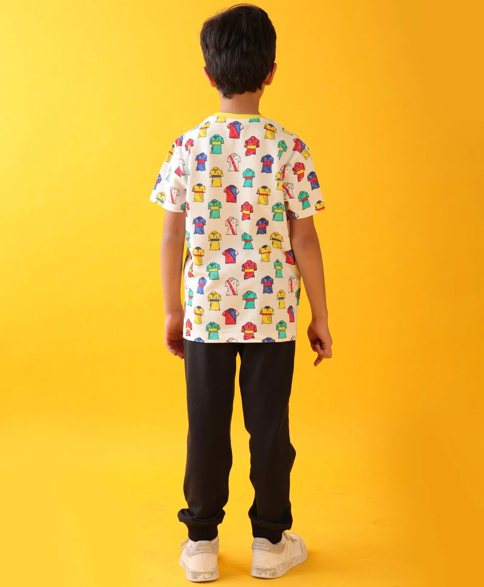 POLO PRINT BLACK BOYS SUMMER JOGGER SET - WHITE/BLACK