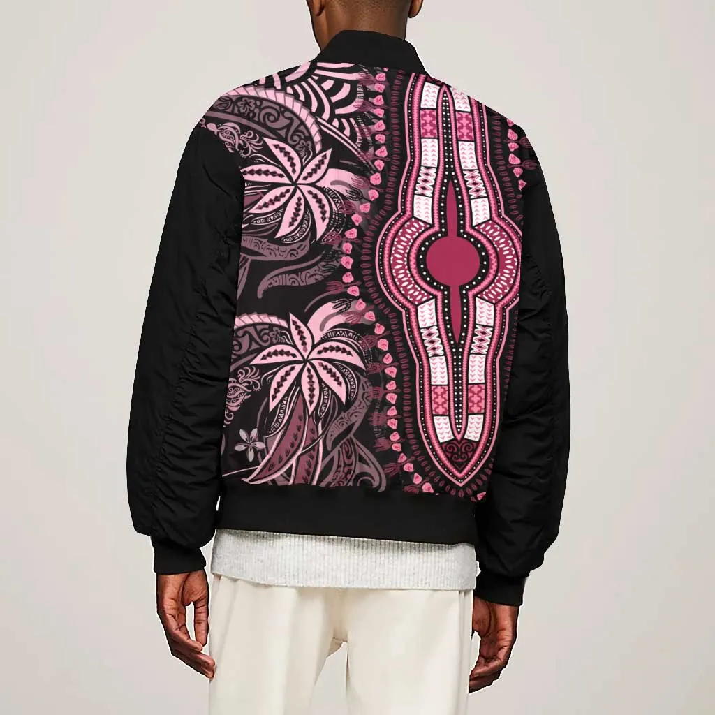 Polynesia Mixed African Dashiki Bomber Jacket Afro-pacific Culture - Pink LT9