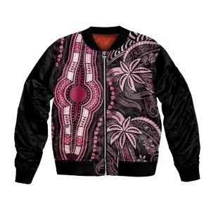 Polynesia Mixed African Dashiki Bomber Jacket Afro-pacific Culture - Pink LT9