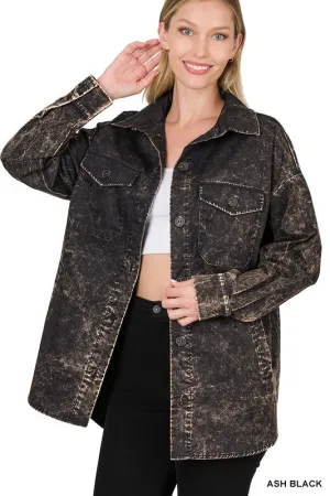 Premium Cotton Woven Vintage Washed Shacket