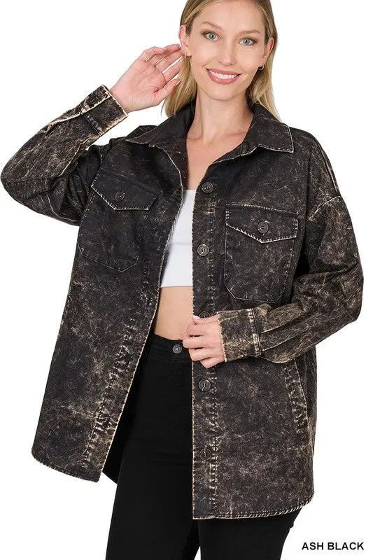 Premium Cotton Woven Vintage Washed Shacket
