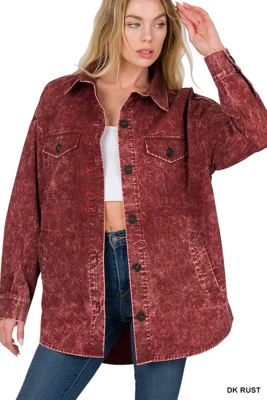 Premium Cotton Woven Vintage Washed Shacket