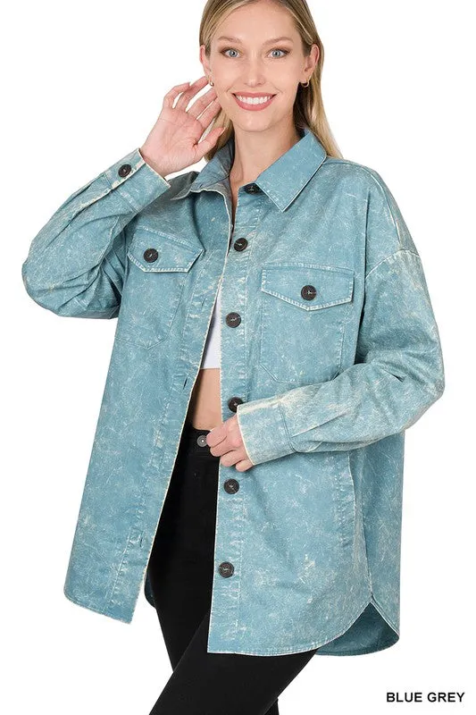 Premium Cotton Woven Vintage Washed Shacket