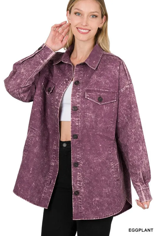 Premium Cotton Woven Vintage Washed Shacket