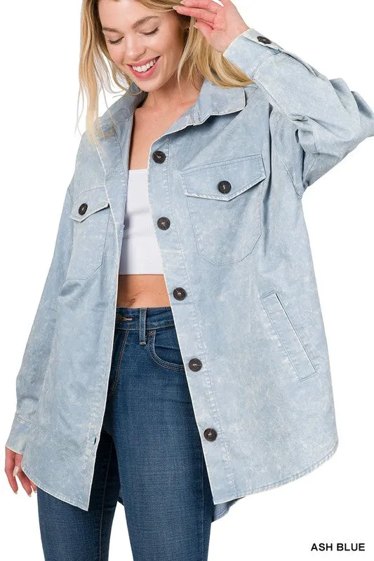Premium Cotton Woven Vintage Washed Shacket