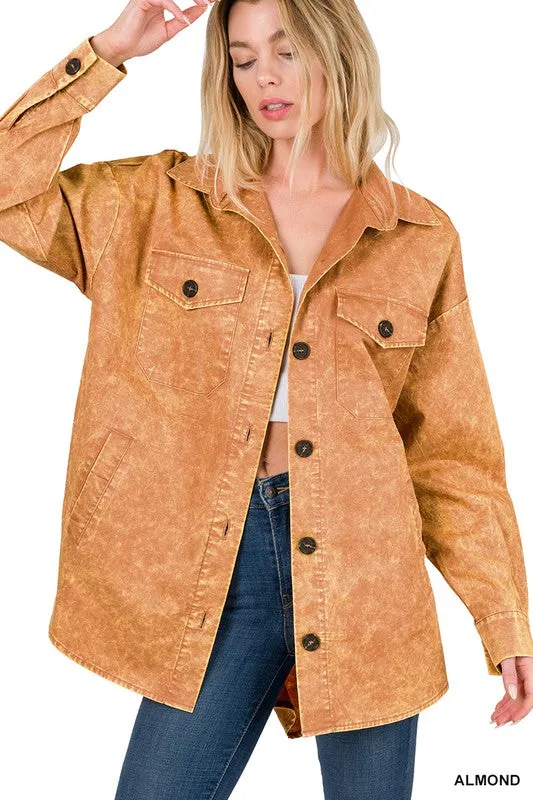Premium Cotton Woven Vintage Washed Shacket
